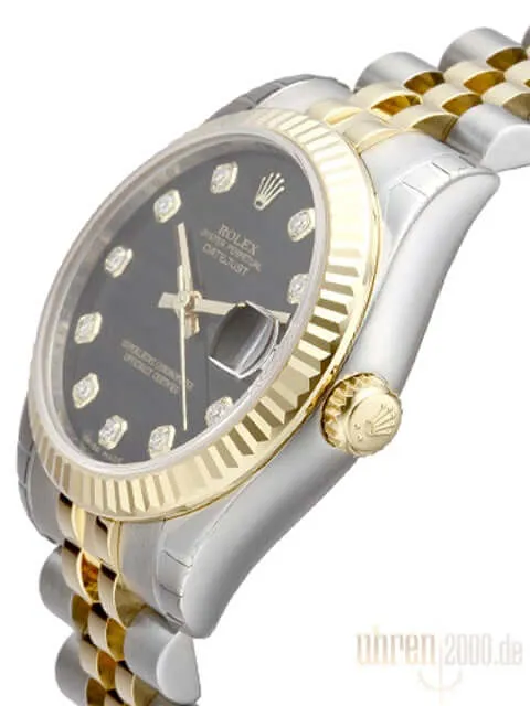 Rolex Datejust 31 Edelstahl Gelbgold 178273 Schwarz DIA Jubile-Band