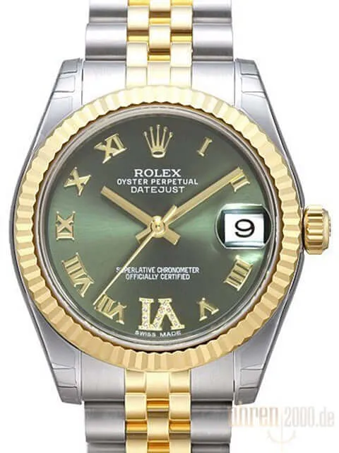 Rolex Datejust 31 Edelstahl Gelbgold 178273 Olive Grün R DIA Jubile