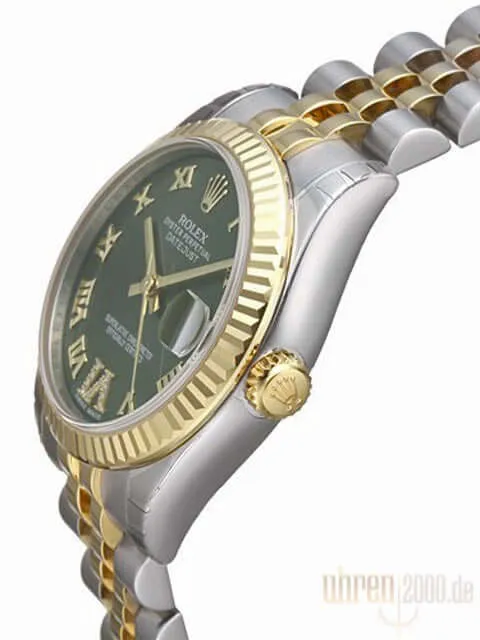 Rolex Datejust 31 Edelstahl Gelbgold 178273 Olive Grün R DIA Jubile
