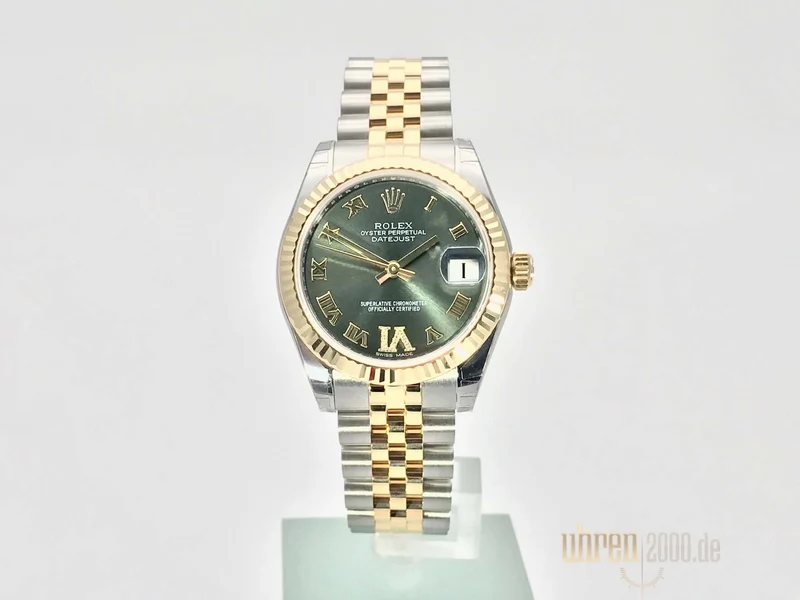Rolex Datejust 31 Edelstahl Gelbgold 178273 Olive Grün R DIA Jubile