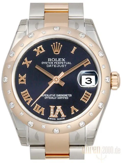 Rolex Datejust 31 Edelstahl Roségold 178341 Diamant Lünette Purple R DIA