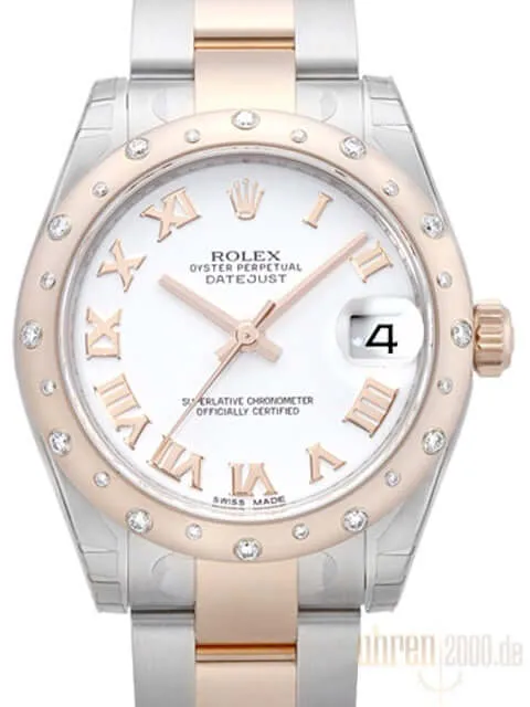 Rolex Datejust 31 Edelstahl Roségold Diamant Lünette 178341 Weiß R