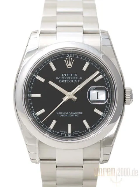 Rolex Oyster Datejust 36 Schwarz 116200 Okkasion aus 2015