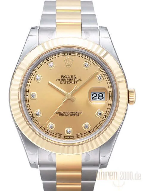 Rolex Datejust II 41 Edelstahl Gelbgold 116333 Champagner DIA aus 2015