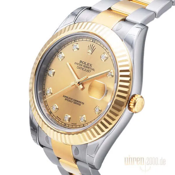 Rolex Datejust II 41 Edelstahl Gelbgold 116333 Champagner DIA aus 2015