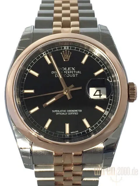 Rolex Datejust 36 Edelstahl Roségold 116201 Schwarz Jubile Okkasion aus 2015