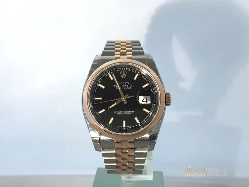 Rolex Datejust 36 Edelstahl Roségold 116201 Schwarz Jubile Okkasion aus 2015