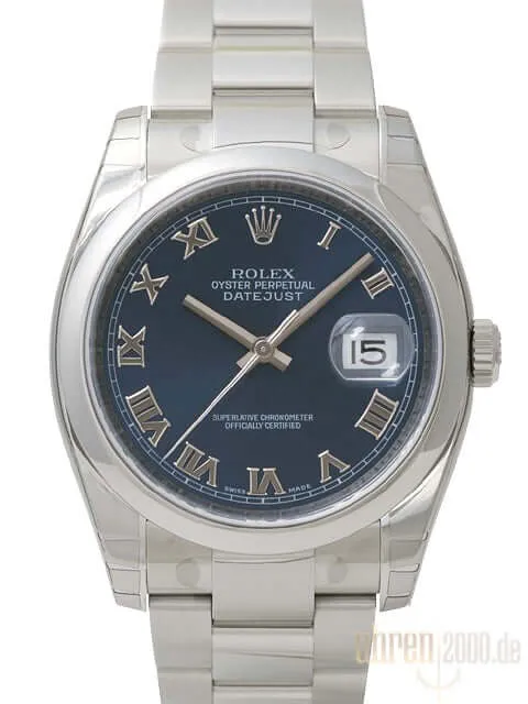 Rolex Oyster Datejust 36 116200 Blau Römisch Okkasion aus 2015