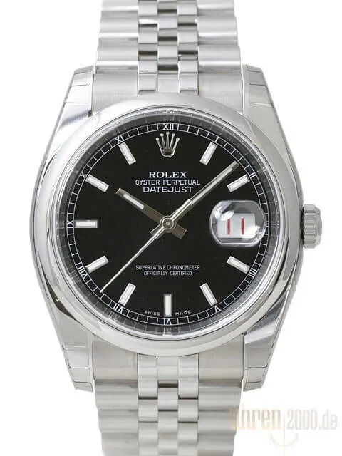 Rolex Oyster Datejust 36 116200 Schwarz Jubilé-Band Okkasion aus 2015