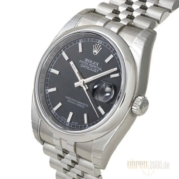 Rolex Oyster Datejust 36 116200 Schwarz Jubilé-Band Okkasion aus 2015