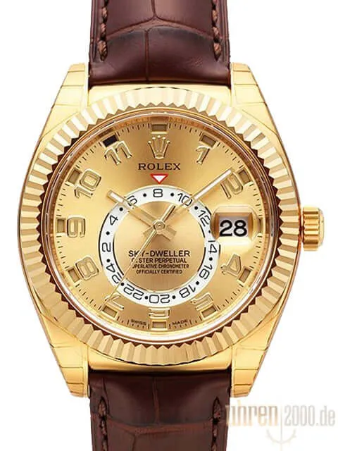 Rolex Sky-Dweller 18 kt Gelbgold - Krokoleder 326138