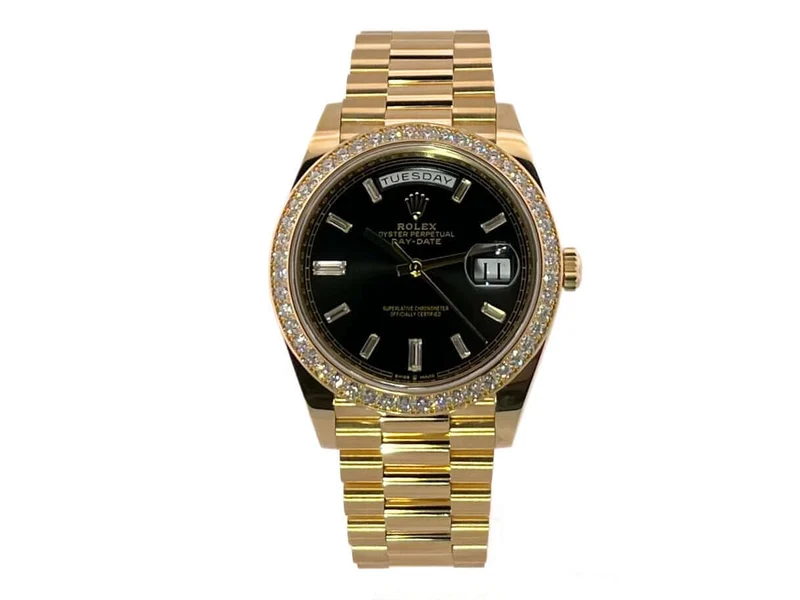 Rolex Day-Date 40 18 kt Gold 228348 RBR Schwarz DIA