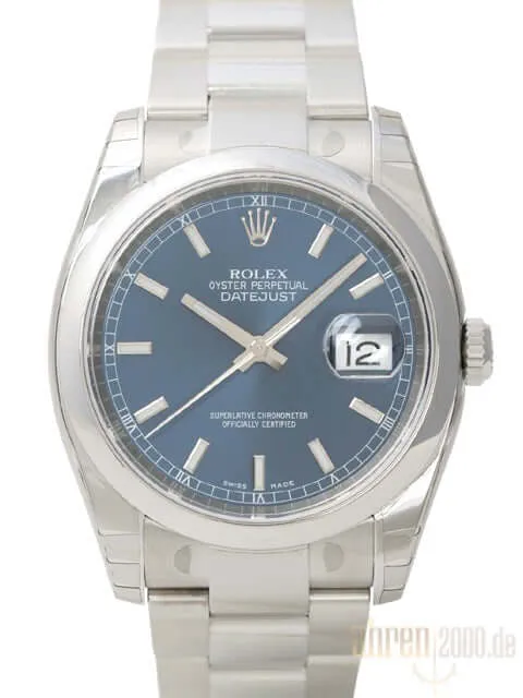 Rolex Oyster Datejust 36 Blau Index 116200 ungetragene Okkasion aus 2015