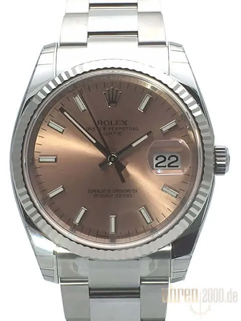 Rolex Oyster Perpetual Date 34 Edelstahl Weißgold 115234 Pink