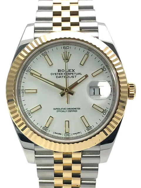 Rolex Datejust 41 Edelstahl Gelbgold 126333 Weiß Jubile-Band