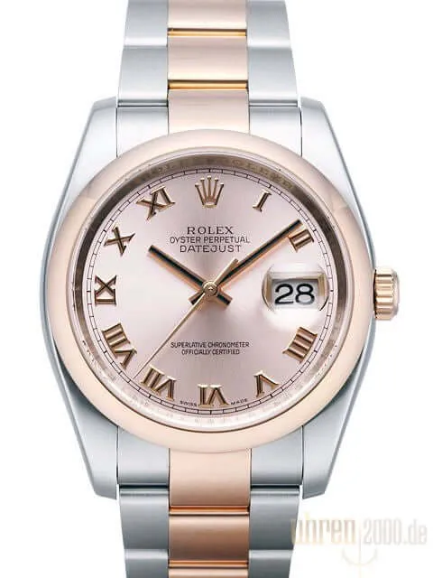 Rolex Datejust 36 Edelstahl Roségold 116201 Pink Römisch Okkasion