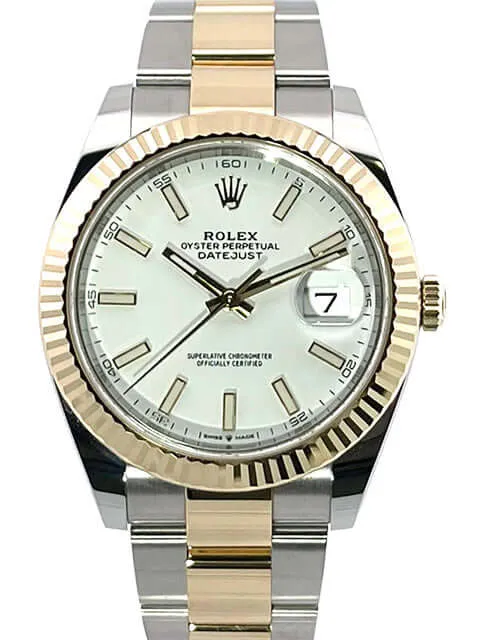 Rolex Datejust 41 Edelstahl Gelbgold 126333 Weiß Index