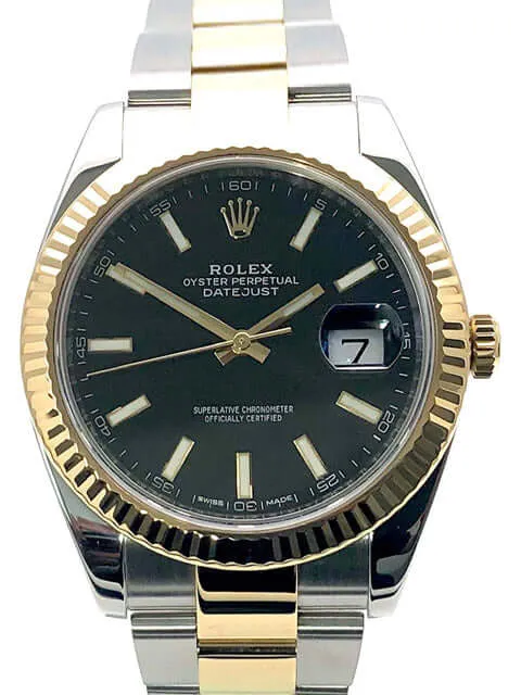 Rolex Datejust 41 Edelstahl Gelbgold 126333 Schwarz Index