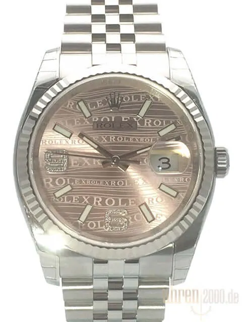Rolex Datejust 36 Edelstahl Weißgold 116234 Pink Wave DIA Okkasion