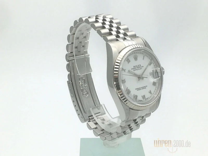 Rolex Datejust 36 16234 Weiß Römisch Jubile-Band gebraucht aus 1995