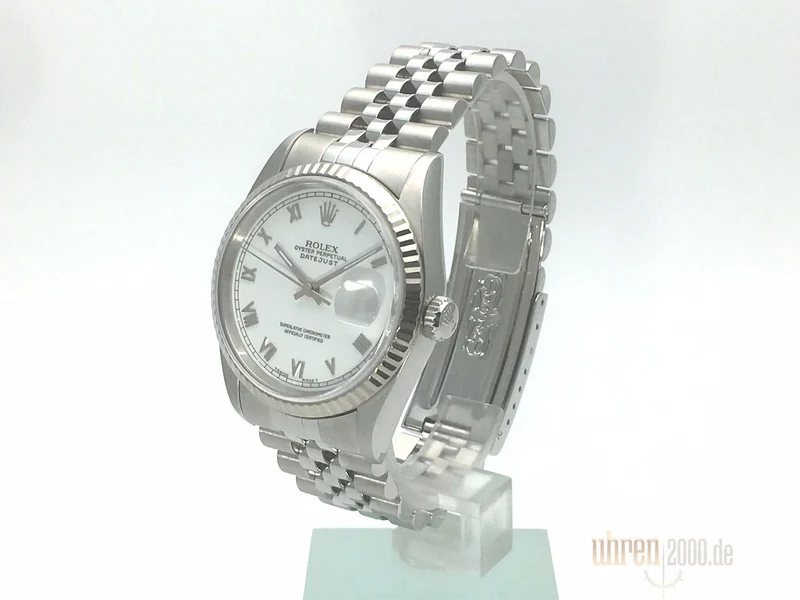 Rolex Datejust 36 16234 Weiß Römisch Jubile-Band gebraucht aus 1995
