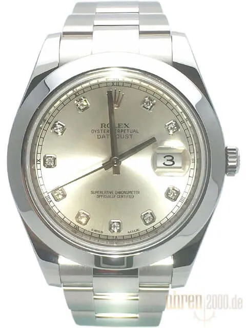 Rolex Datejust II 41 Edelstahl 116300 Silber Diamant aus 2013
