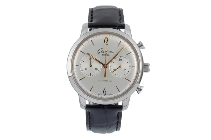 Glashütte Sixties chronograph steel automatic men's watch 1-39-34-03-22-04 LP: 8800EUR [2505655]