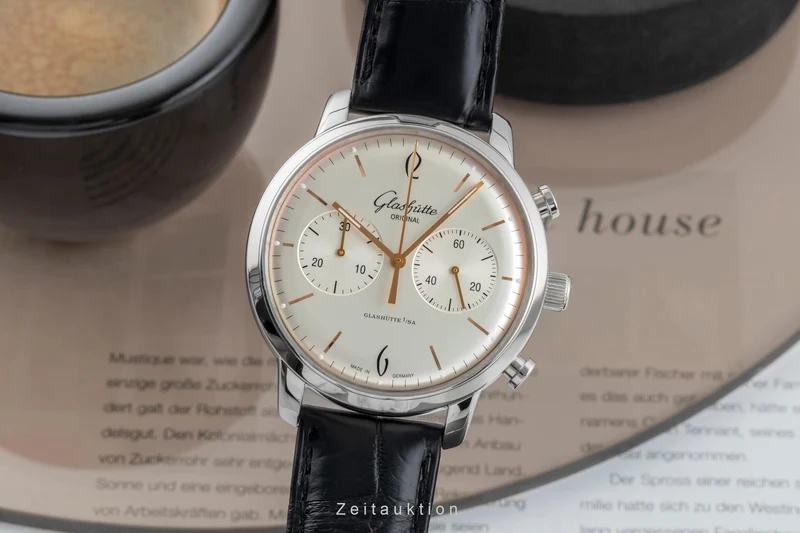 Glashütte Sixties chronograph steel automatic men's watch 1-39-34-03-22-04 LP: 8800EUR [2505655]