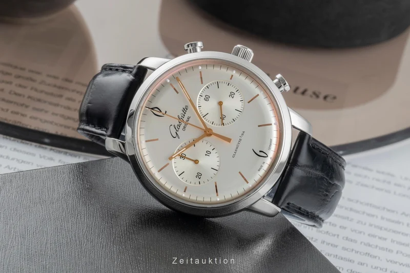 Glashütte Sixties chronograph steel automatic men's watch 1-39-34-03-22-04 LP: 8800EUR [2505655]