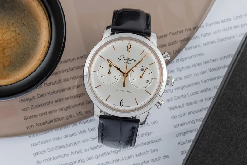 Glashütte Sixties chronograph steel automatic men's watch 1-39-34-03-22-04 LP: 8800EUR [2505655]