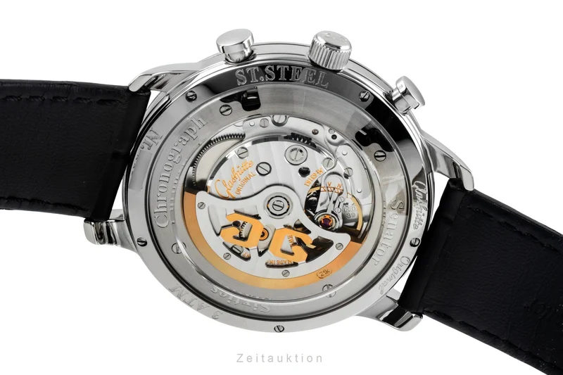 Glashütte Sixties chronograph steel automatic men's watch 1-39-34-03-22-04 LP: 8800EUR [2505655]