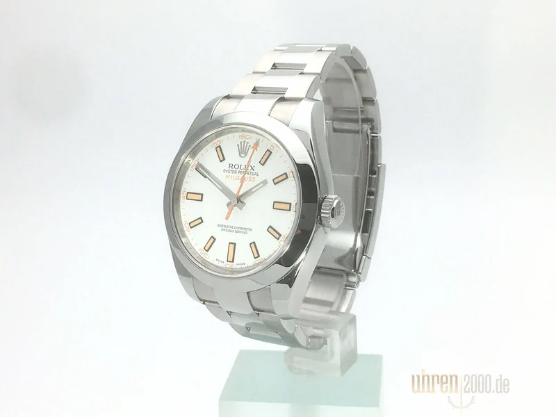 Rolex Milgauss 116400 gebraucht aus 2013 weißes Zifferblatt