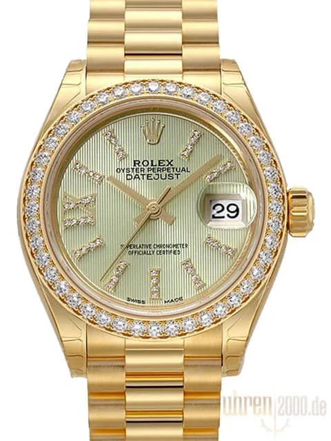 Rolex Lady-Datejust 28 Gelbgold 279138 RBR Lindgrün DIA