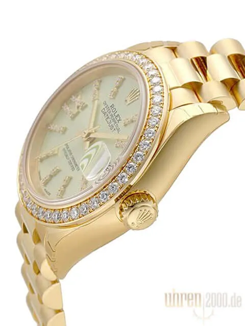 Rolex Lady-Datejust 28 Gelbgold 279138 RBR Lindgrün DIA