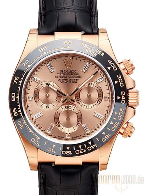 Rolex Cosmograph Daytona 116515 LN Rosegold Leder Pink Dia
