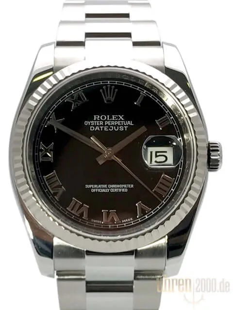 Rolex Datejust 36 Schwarz Römisch 116234 aus 2008