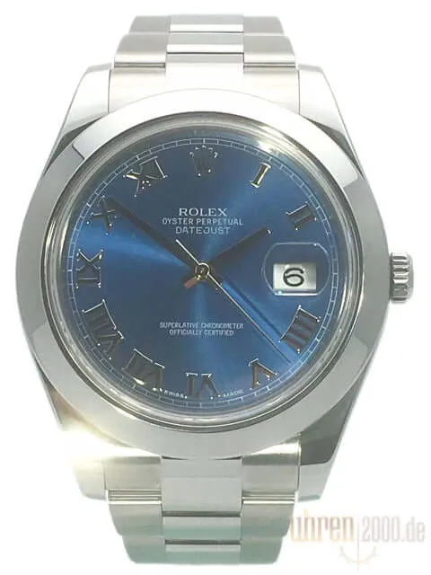 Rolex Datejust II 41 Edelstahl 116300 Blau Römisch gebraucht aus 2014