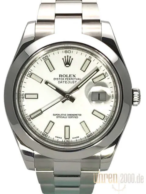 Rolex Datejust II 41 Edelstahl 116300 Weiß gebraucht aus 2015
