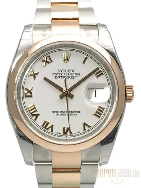 Rolex Datejust 36 116201 Weiß Römisch Okkasion aus 2015
