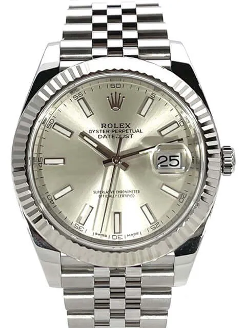 Rolex Datejust 41 Edelstahl Weißgold 126334 Silber Jubile-Band