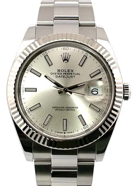Rolex Datejust 41 Edelstahl Weißgold 126334 Silber