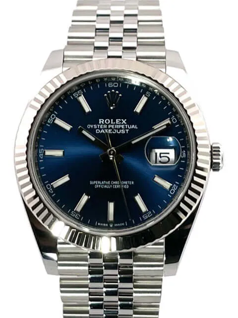 Rolex Datejust 41 Edelstahl Weißgold 126334 Blau Jubile-Band