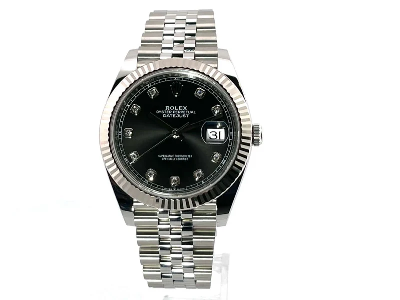 Rolex Datejust 41 Edelstahl Weißgold 126334 Schwarz Dia Jubile-Band