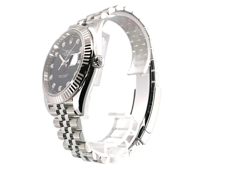Rolex Datejust 41 Edelstahl Weißgold 126334 Schwarz Dia Jubile-Band