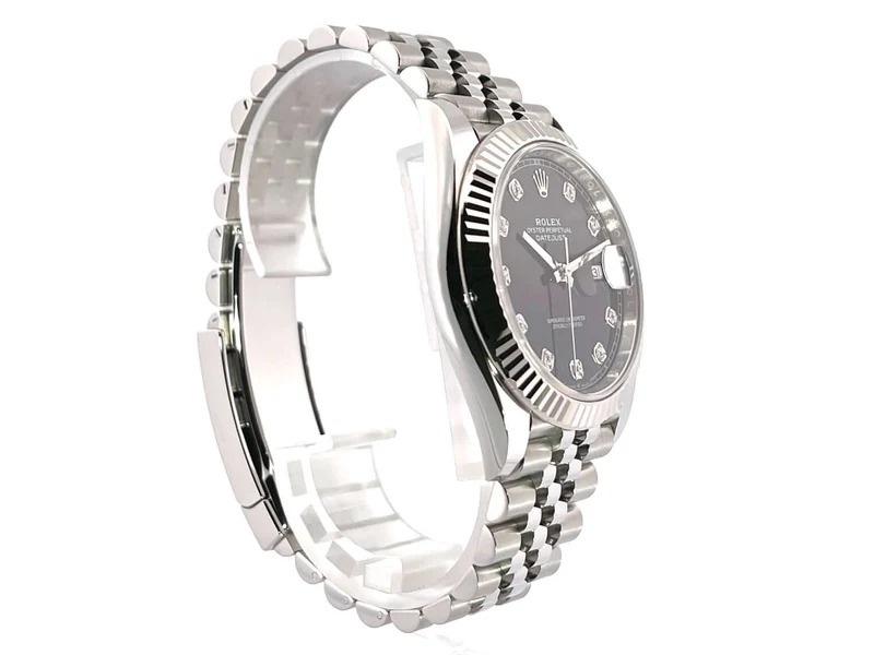 Rolex Datejust 41 Edelstahl Weißgold 126334 Schwarz Dia Jubile-Band