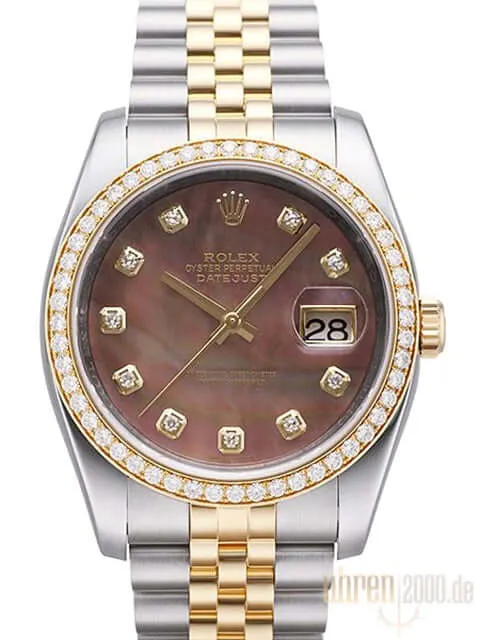 Rolex Datejust 36 Diamant Lünette 116243 Dunkles Perlmutt DIA Jubilé-Band