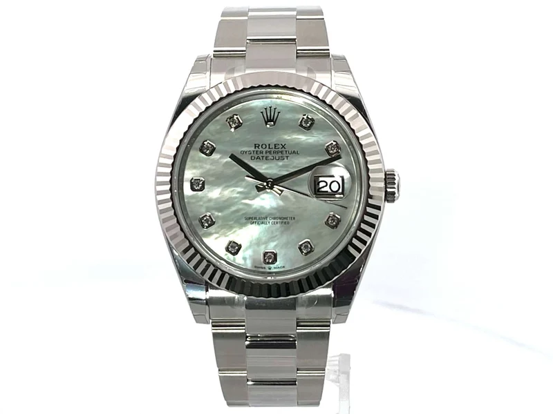 Rolex Datejust 41 Edelstahl Weißgold 126334 Perlmutt Dia