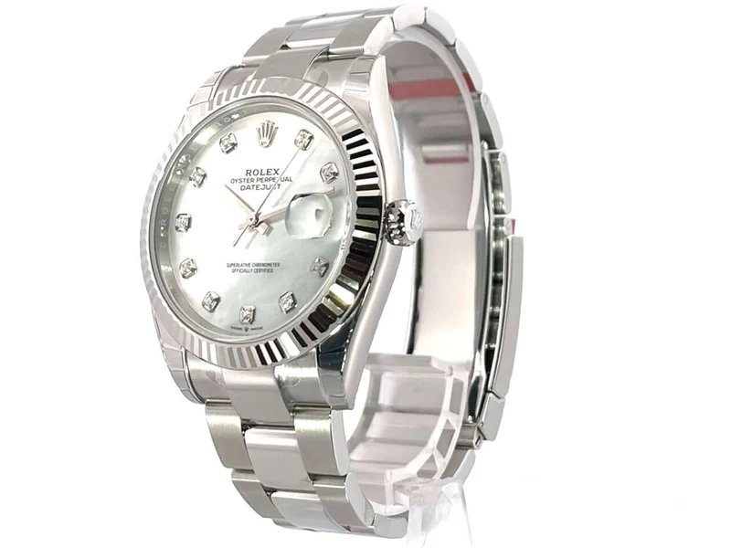 Rolex Datejust 41 Edelstahl Weißgold 126334 Perlmutt Dia