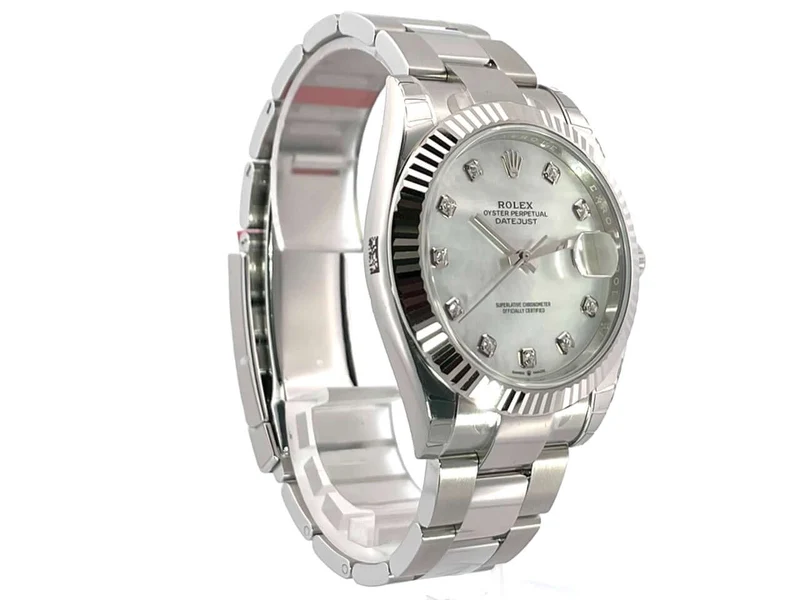 Rolex Datejust 41 Edelstahl Weißgold 126334 Perlmutt Dia