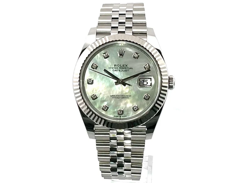 Rolex Datejust 41 Edelstahl Weißgold 126334 Perlmutt Dia Jubile-Band